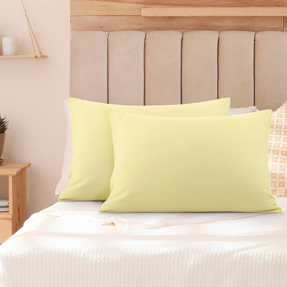 PiccoCasa Soft Microfiber Zippered Pillowcase Set of 2, Standard Light Tan