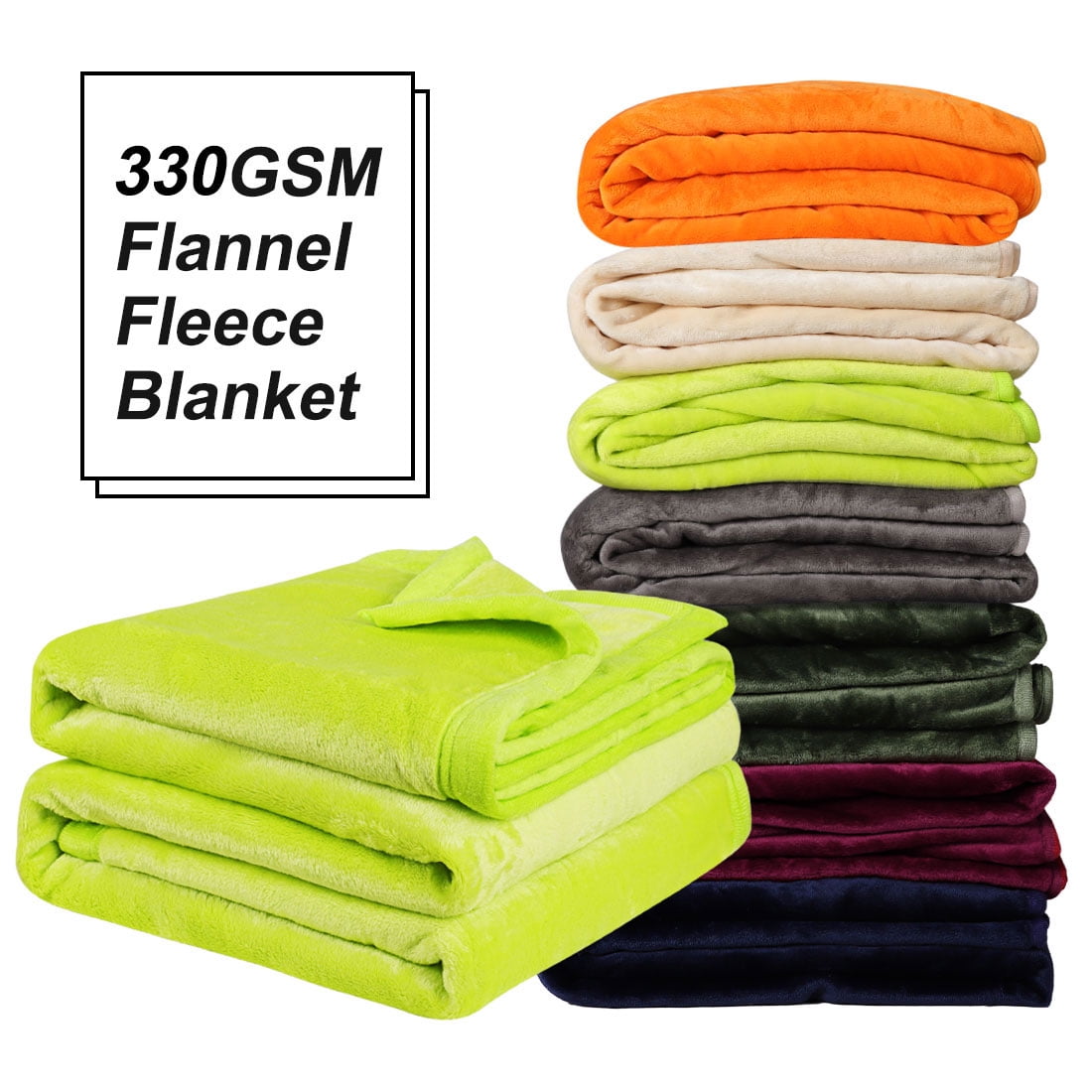 PiccoCasa Soft Microplush Throws Lightweight Flannel Fleece Blanket for Sofa Couch Bed Green