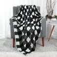 thumbnail image 1 of PiccoCasa Soft Plush Flannel Fleece Sofa Blanket 50"x60", Black and White, 1 of 6