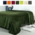 thumbnail image 1 of PiccoCasa Soft Plush Lightweight Fleece Blanket for Bed Couch Sofa Olive Green 90" x 90", 1 of 8