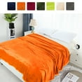 thumbnail image 1 of PiccoCasa Soft Plush Lightweight Fleece Blanket for Bed Couch Sofa Orange 90" x 90", 1 of 6