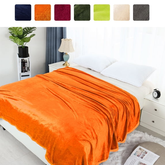 PiccoCasa Soft Plush Lightweight Fleece Blanket for Bed Couch Sofa Orange 90" x 90"