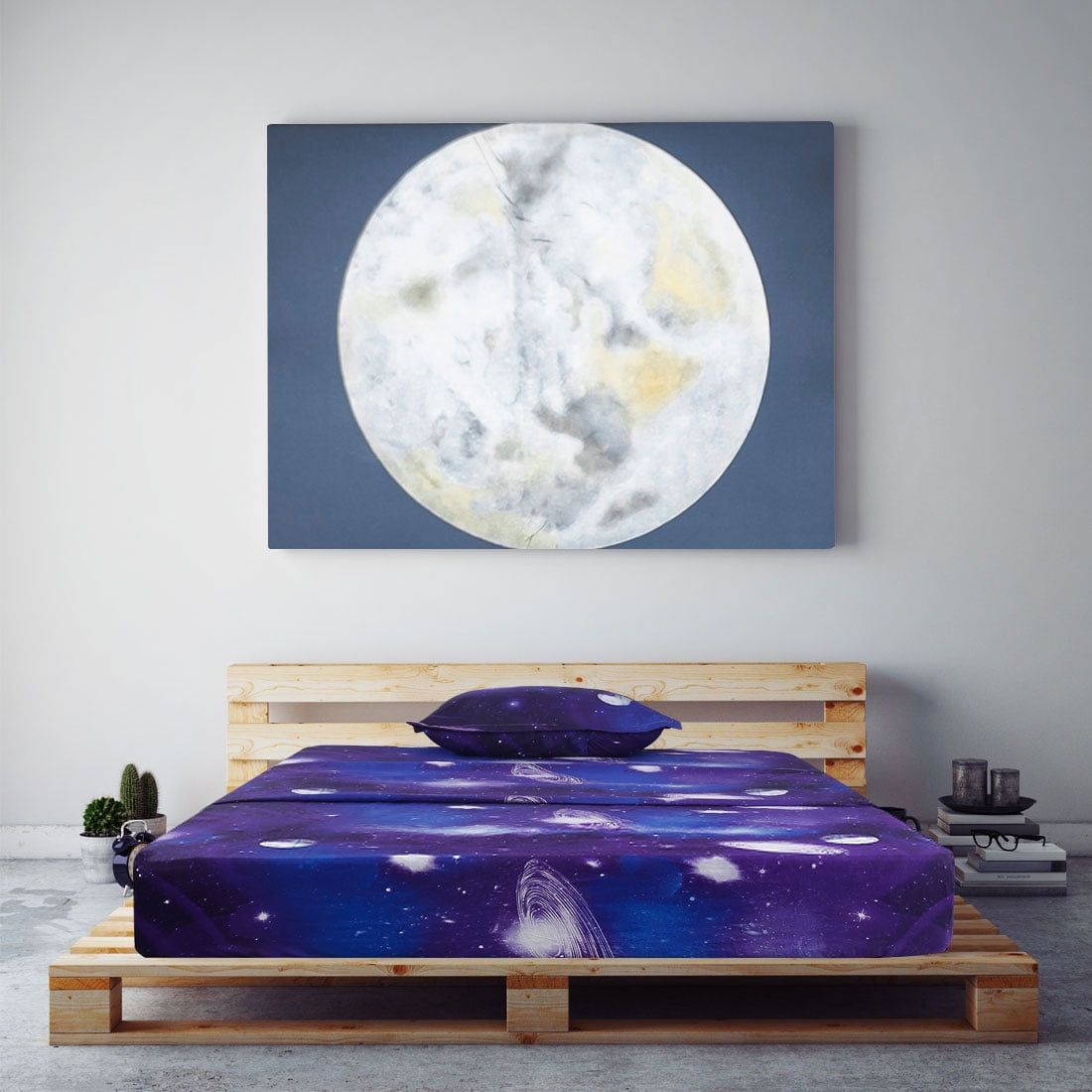 PiccoCasa Soft Polyester Bed Sheet Set 3pcs Galaxy Bedding Set Purple