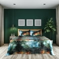 thumbnail image 1 of PiccoCasa Soft Polyester Galaxy Bed Sheet Set, 4-Pieces Full Green, 1 of 8