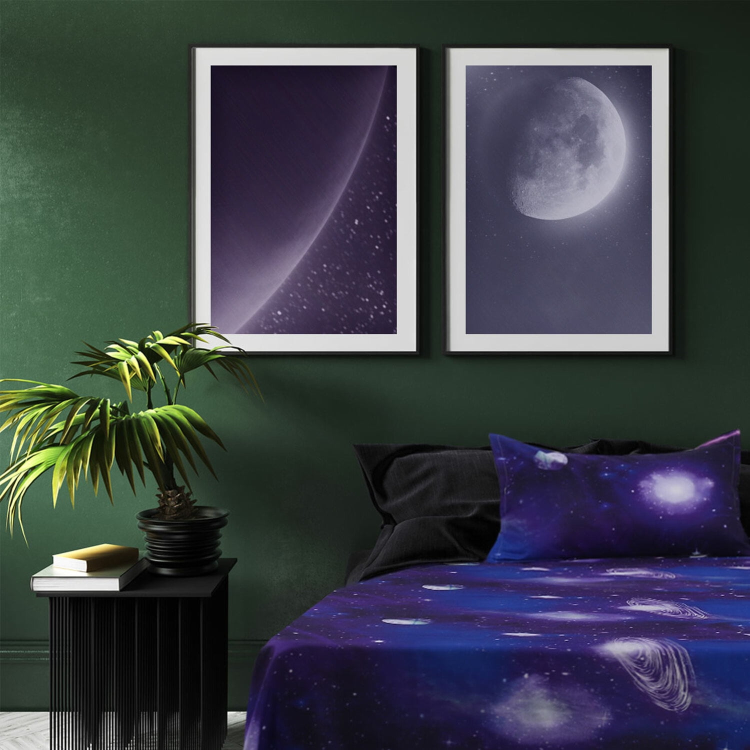 PiccoCasa Soft Polyester Galaxy Bed Sheets Bedding Set Twin Purple, 3