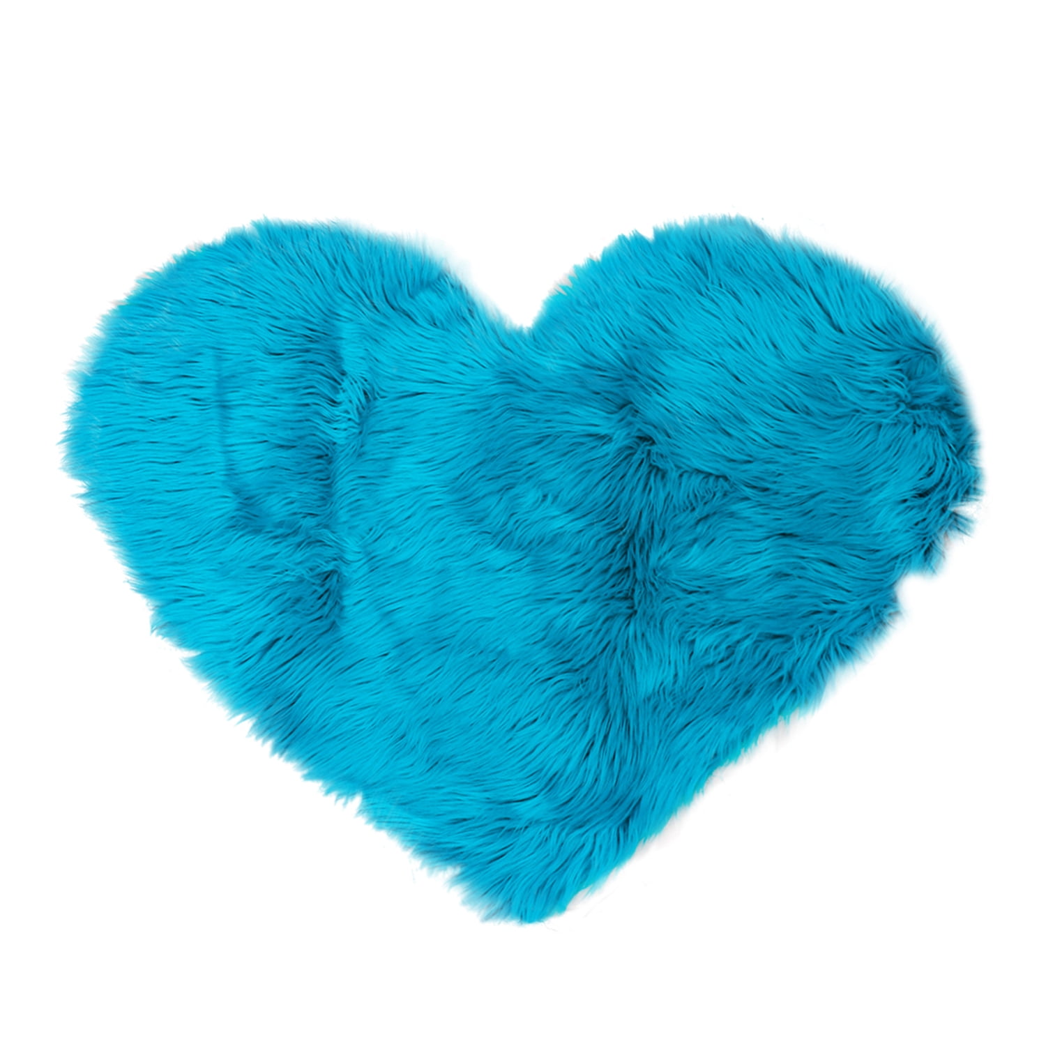 PiccoCasa Soft Shaggy Rug Fluffy Heart Shape Area Rug, Blue 2.3x3 Feet