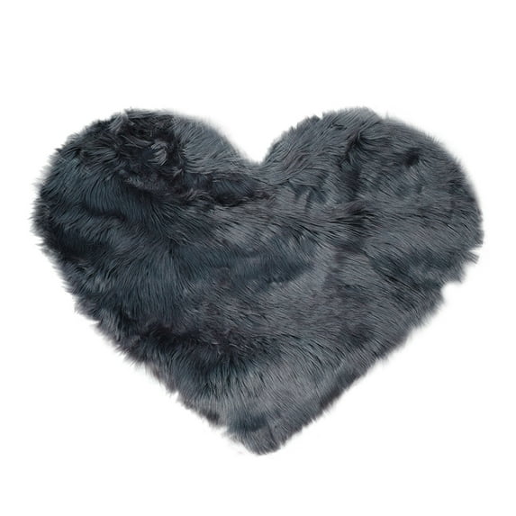 PiccoCasa Soft Shaggy Rug Fluffy Heart Shape Area Rug, Dark Gray 2.3x3 Feet