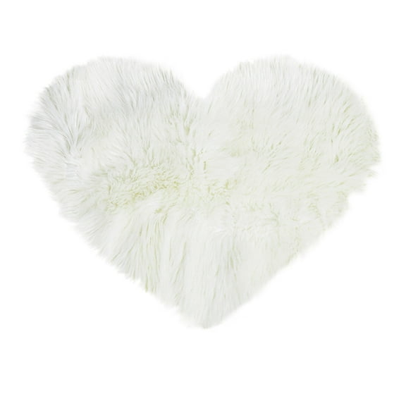 PiccoCasa Soft Shaggy Rug Fluffy Heart Shape Area Rug, White 2.3x3 Feet