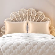 PiccoCasa Soft Silky Satin Pillowcases Zipper 2 Pack, Queen Champagne