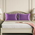 thumbnail image 1 of PiccoCasa Soft Silky Satin Pillowcases Zipper 2 Pack, Queen Purple, 1 of 8