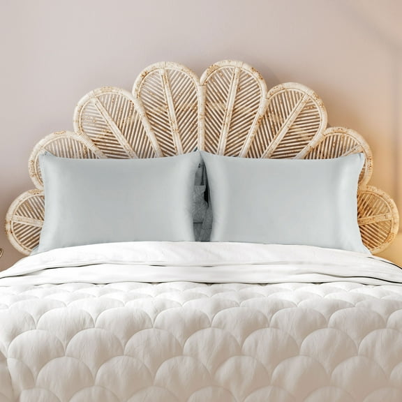 PiccoCasa Soft Silky Satin Pillowcases Zipper Set of 2, Silver King(21"x37")