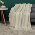 thumbnail image 1 of PiccoCasa Soft Tassel Throw Blanket,100% Arcylic Decorative Knitted Blanket 50x60 inch, Beige, 1 of 8