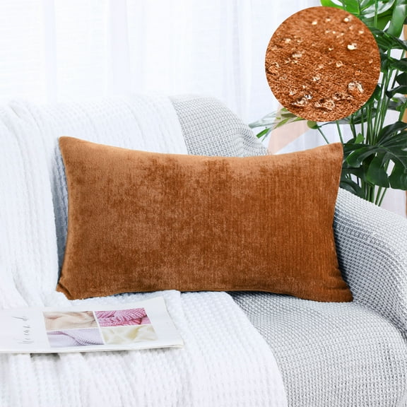 PiccoCasa Soft Water Repellent Throw Pillow Covers 12x20 Inch Burnt Orange