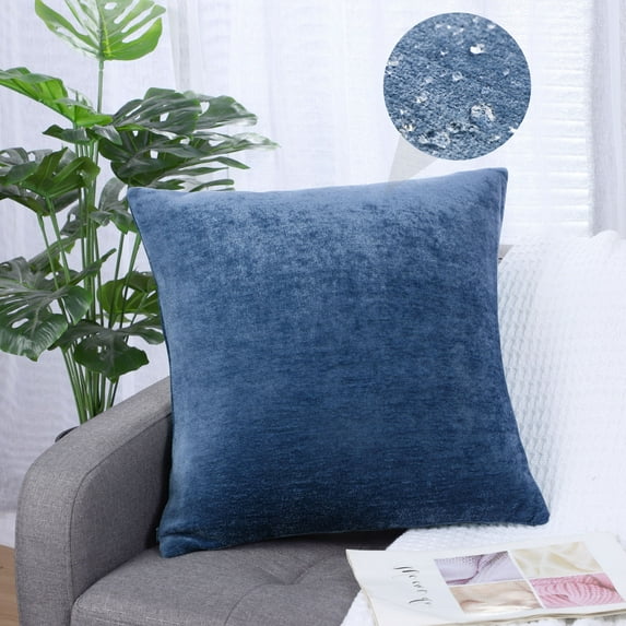 PiccoCasa Soft Water Repellent Throw Pillow Covers 16x16 Inch Navy Blue