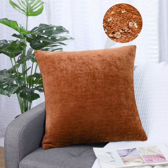 PiccoCasa Soft Water Repellent Throw Pillow Covers 18x18 Inch Burnt Orange
