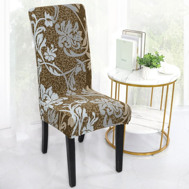PiccoCasa Spandex Stretch Dining Room Chair Cover Floral Chair Protector Large Brown Blue Walmart