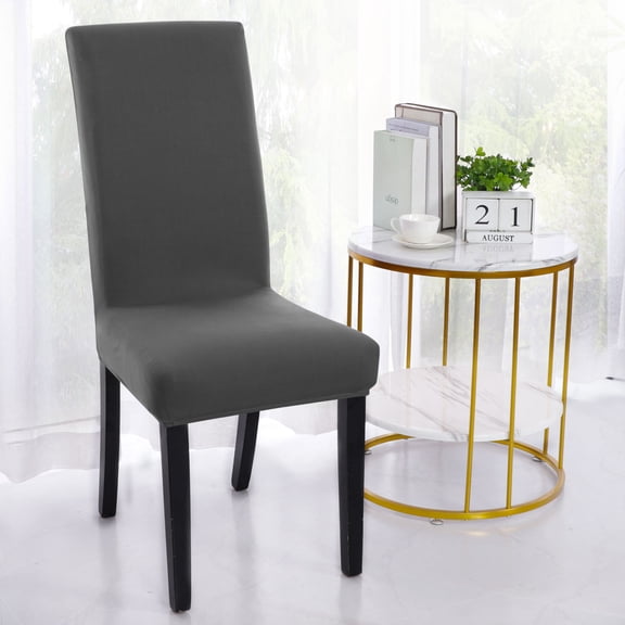 PiccoCasa Spandex Stretch Dining Room Chair Cover Solid Chair Protector, Medium Gray