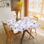 PiccoCasa Square Vinyl Nine-petals Flower Print Tablecloth Red 35" x 35"