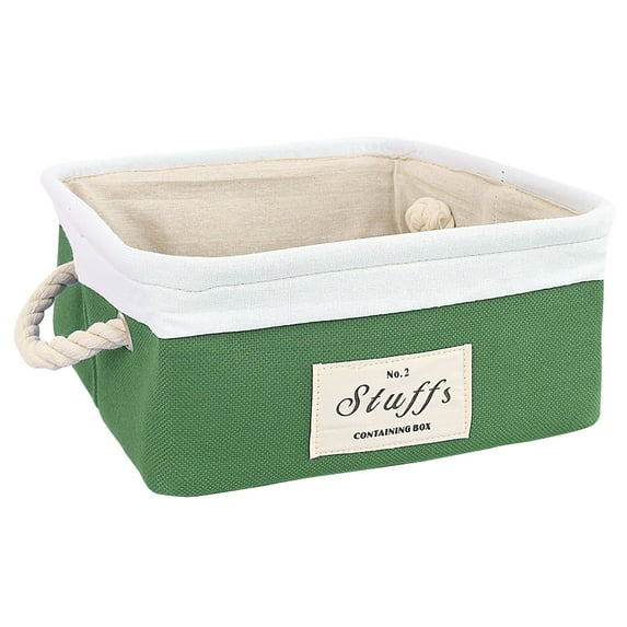 PiccoCasa Storage Bin Basket with Handle Linen Fabric Organizer Towel Storage Green Square