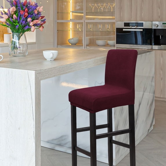 PiccoCasa Stretch Bar Stool Covers for Counter Height Side Chair Slipcovers Burgundy 1