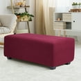 thumbnail image 1 of PiccoCasa Stretch Indoor Ottoman Slipcover Jacquard Rectangle Footstool Cover Burgundy X-Large, 1 of 7