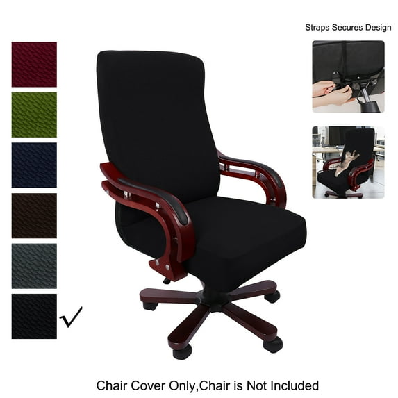 PiccoCasa Stretch Office Chair Cover Jacquard Stripe Computer Chair Protector, Large, Black