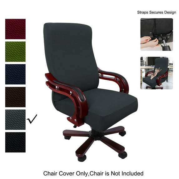 PiccoCasa Stretch Office Chair Cover Jacquard Stripe Computer Chair Protector, Large, Gray
