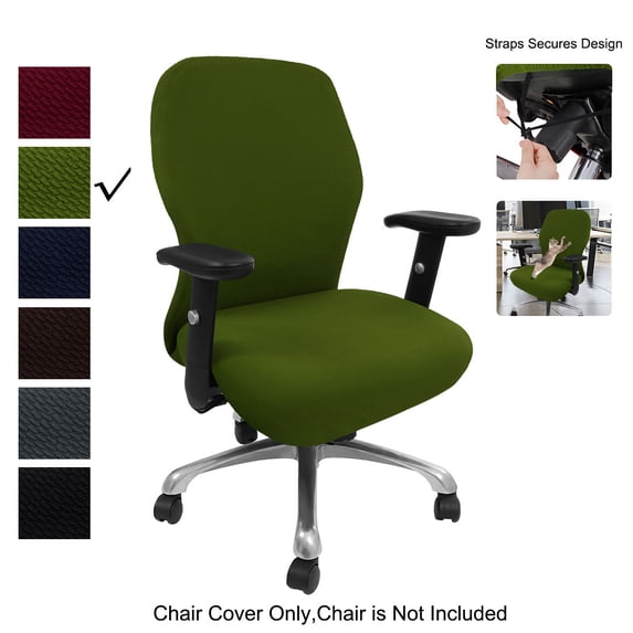 PiccoCasa Stretch Office Chair Cover Jacquard Stripe Computer Chair Protector, Medium, Green