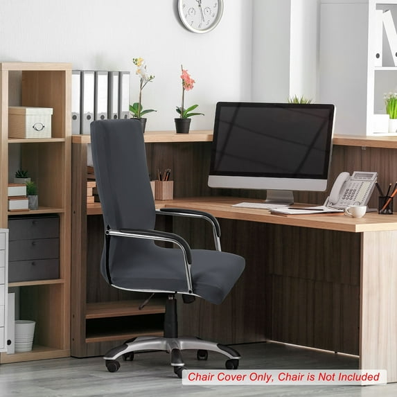 PiccoCasa Stretch Office Chairs Covers with Zippers and Bottom Strips, Gray Medium