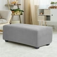 thumbnail image 1 of PiccoCasa Stretch Ottoman Slipcover Jacquard Rectangle Footstool Cover Light Gray Large, 1 of 7