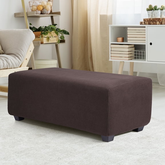 REGALWOVEN High Stretch Stool Cover with Elastic Bottom, Soft Slipcover Jacquard Fabric Storage Stool Cover Furniture Covers Umber Small