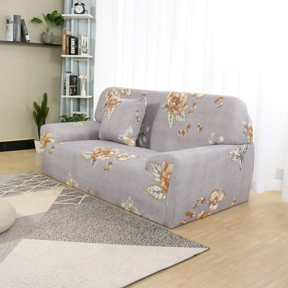 PiccoCasa Stretch Sofa Slipcover Floral Print Washable Couch Cover, Large, #F