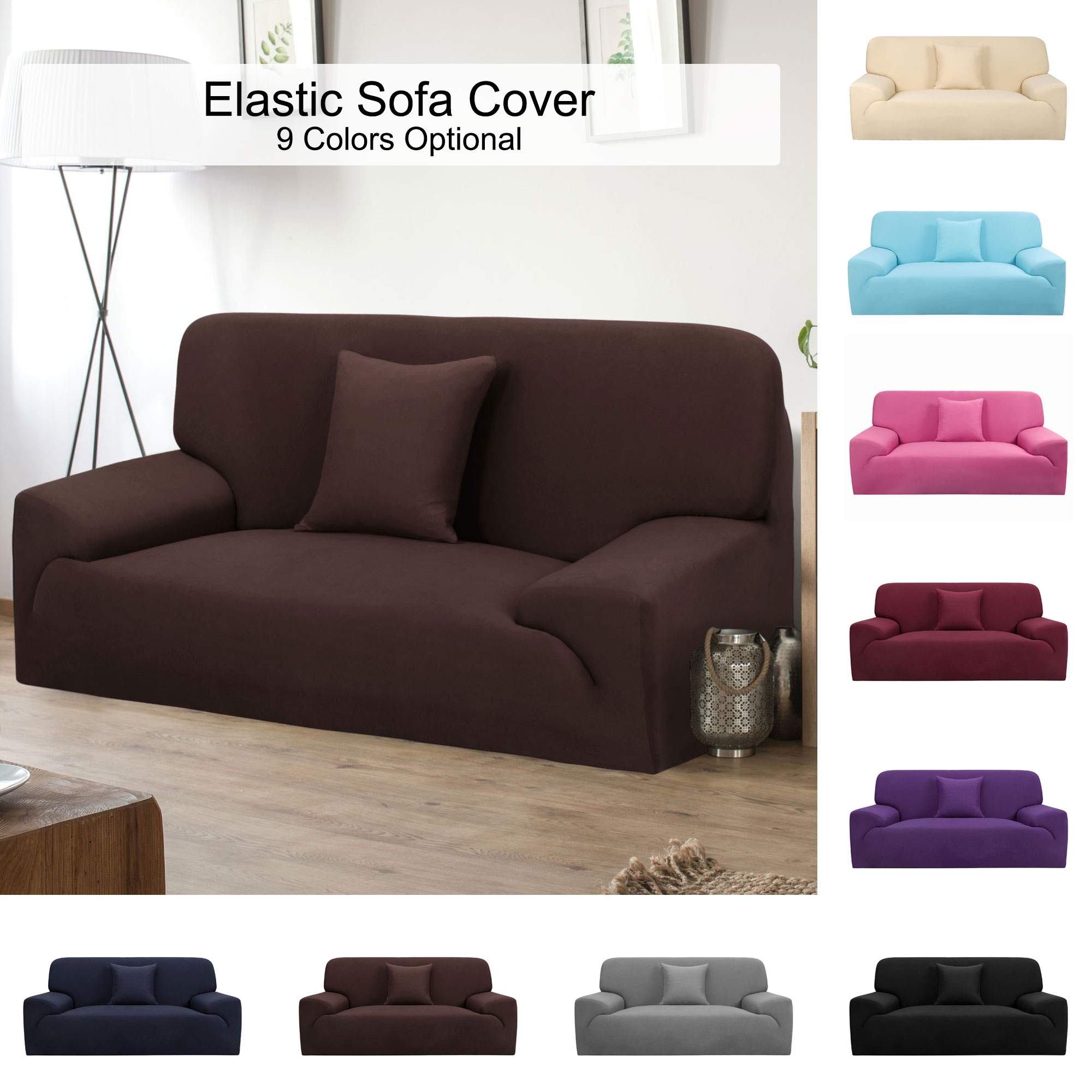 PiccoCasa Stretch Sofa Slipcovers Couch Cover 1 2 3 4 Seater, Chocolate