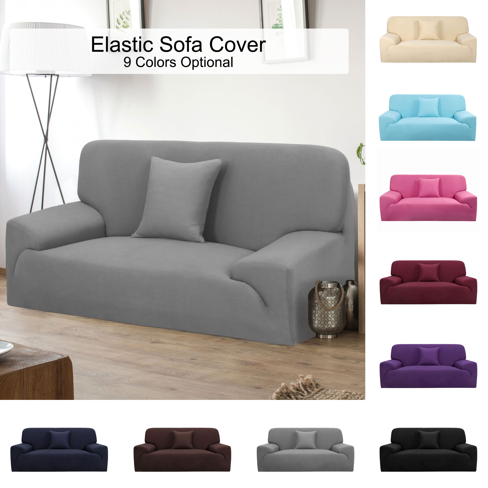 PiccoCasa Stretch Sofa Slipcovers Couch Cover 1 2 3 4 Seater, Gray, X