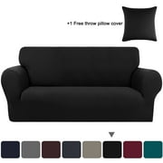 PiccoCasa Stretch Spandex Armchair Sofa Slipcover, Black Large