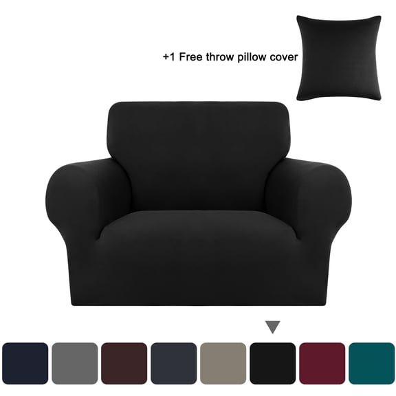 PiccoCasa Stretch Spandex Armchair Sofa Slipcover, Black Small