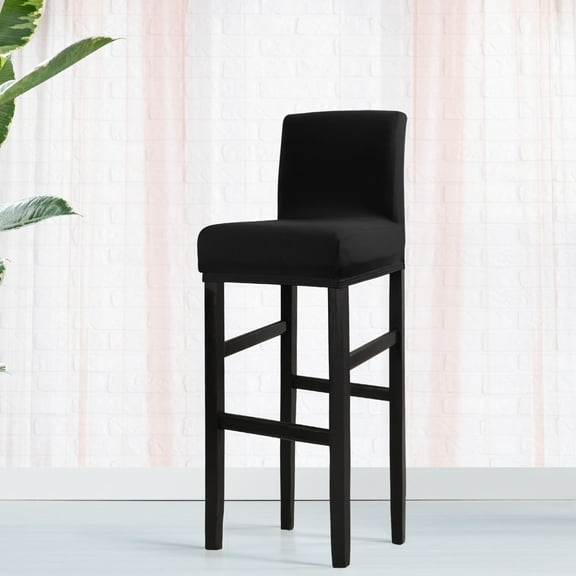 PiccoCasa Stretch Spandex Bar Stool Cover for Short Back Chair Black 1