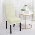 thumbnail image 1 of PiccoCasa Stretch Spandex Dining Chair Cover Classical Solid Chair Seat Protector, Beige Color, 1 of 6