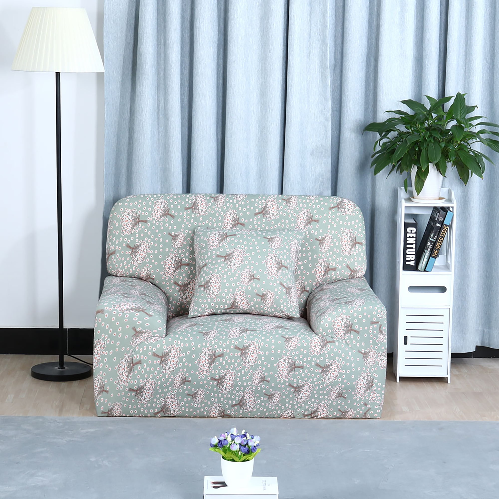 PiccoCasa Stretch Spandex Sofa Cover 1 Seat Floral Couch Slipcover