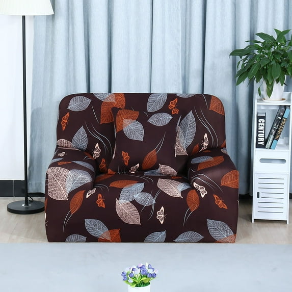 PiccoCasa Stretch Spandex Sofa Cover 1 Seat Floral Couch Slipcover Multicolor Leaves