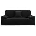 thumbnail image 1 of REGALWOVEN Thick Stretch Sofa Cover 2 Seater Solid Couch Cover, Black, 1 of 7