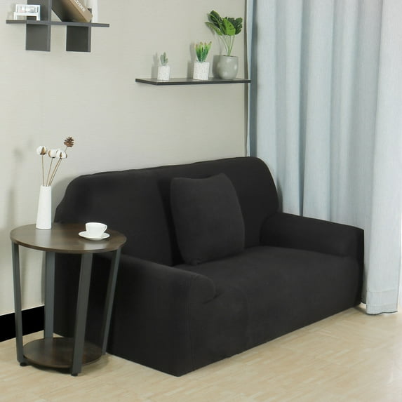 PiccoCasa Stretch Thick Sofa Slipcover Jacquard Couch Protector, 3 Seater (69" - 86"), Black