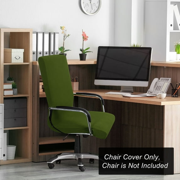 PiccoCasa Stretchable Office Chair Cover Jacquard Stripe Computer Chair Cover, Large Green