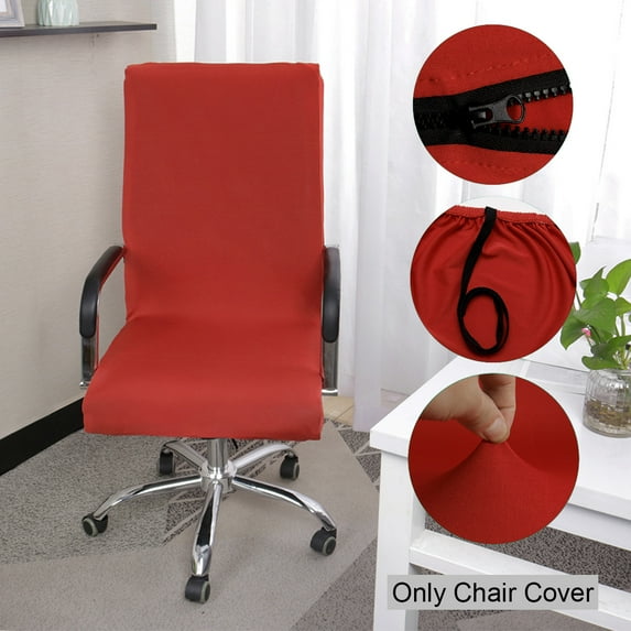 PiccoCasa Stretchy Office Chair Slipcover Swivel Computer Chair Cover, Red Medium