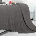 thumbnail image 1 of PiccoCasa Super Soft Warm 100% Cotton Cable Knit Throw Blanket for Sofa Couch Bedding Home Dark Grey 47 x 70 inch, 1 of 7