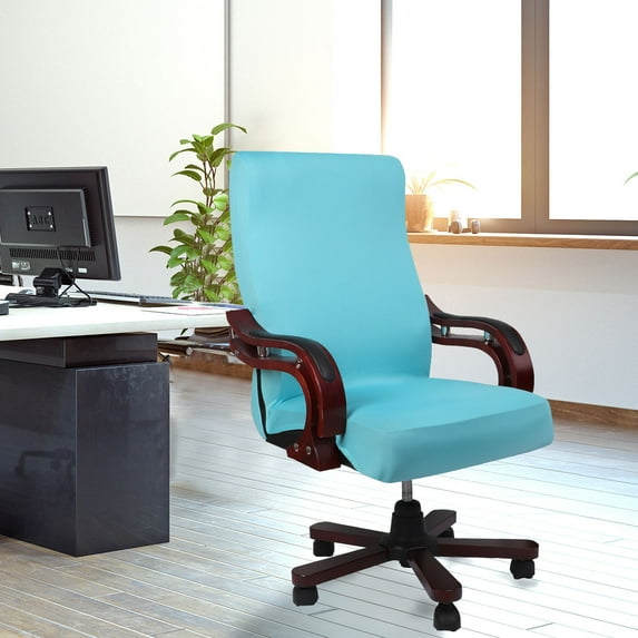 PiccoCasa Swivel Computer Chair Cover Stretch Office Slipcover Medium Size Lake Blue Medium