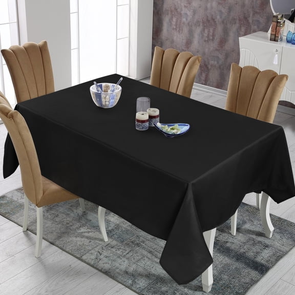 PiccoCasa Tablecloth Dining Table Cover Protector Indoor Black 55 x 63 Inch