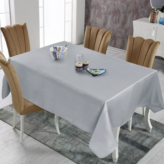 PiccoCasa Tablecloth Dining Table Cover Protector Indoor Light Gray 55 x 71 Inch