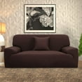 thumbnail image 1 of PiccoCasa Thick Stretch Sofa Cover 3 Seater Solid Couch Cover, Chocolate Color, 1 of 8