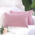 thumbnail image 1 of PiccoCasa Throw Pillowcase Corn Striped Corduroy Cushion Covers Set of 2, Pink 12" x 18", 1 of 6